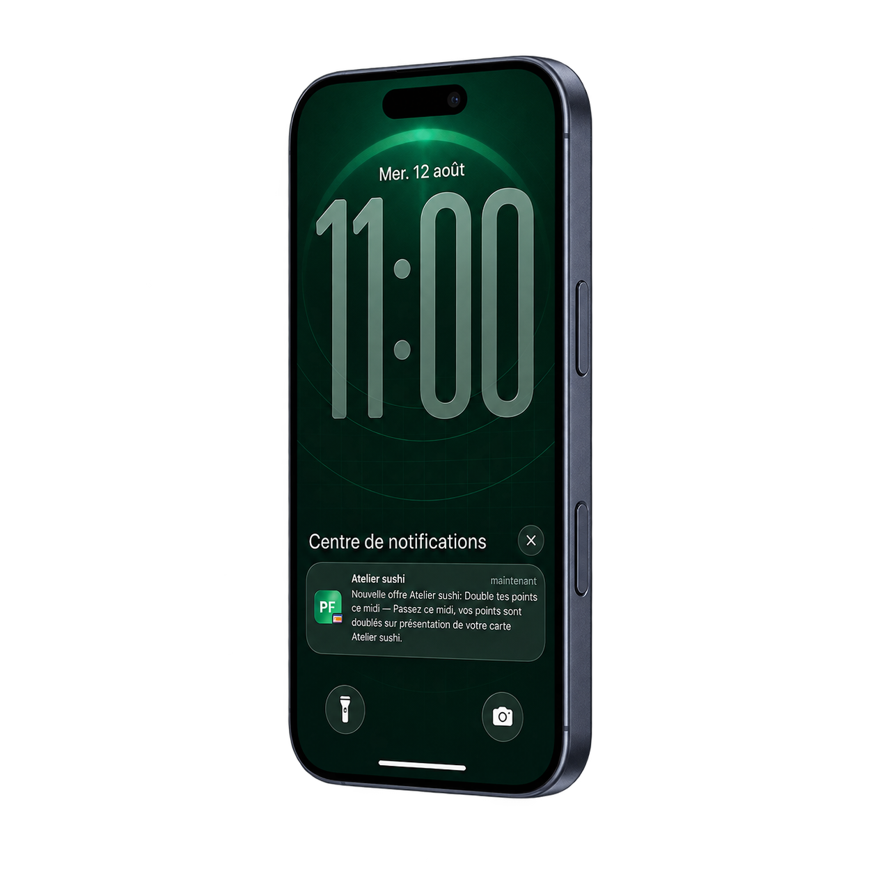 iPhone affichant une notification de campagne PixFid